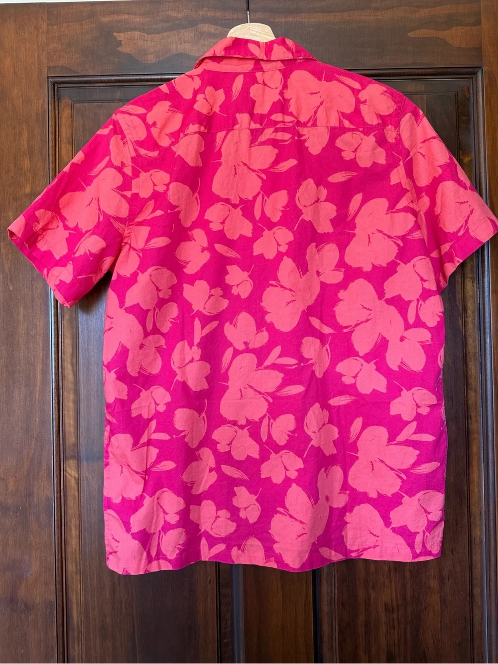 GAP Kids Short-Sleeve Pink-Coral Floral Button-Down Shirt